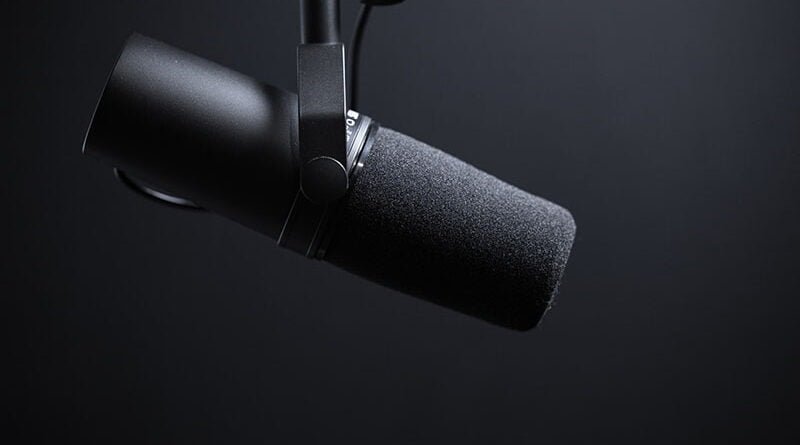 Microfone boom para gravação de áudio para vídeo