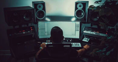 Editor de áudio em estúdio
