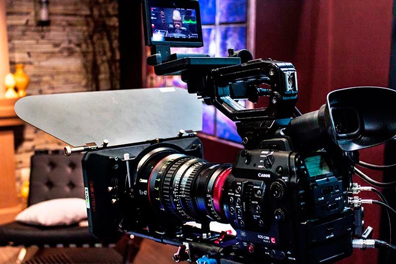 Camera de cinema com matte box