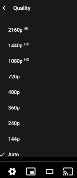Resolução de vídeo youtube